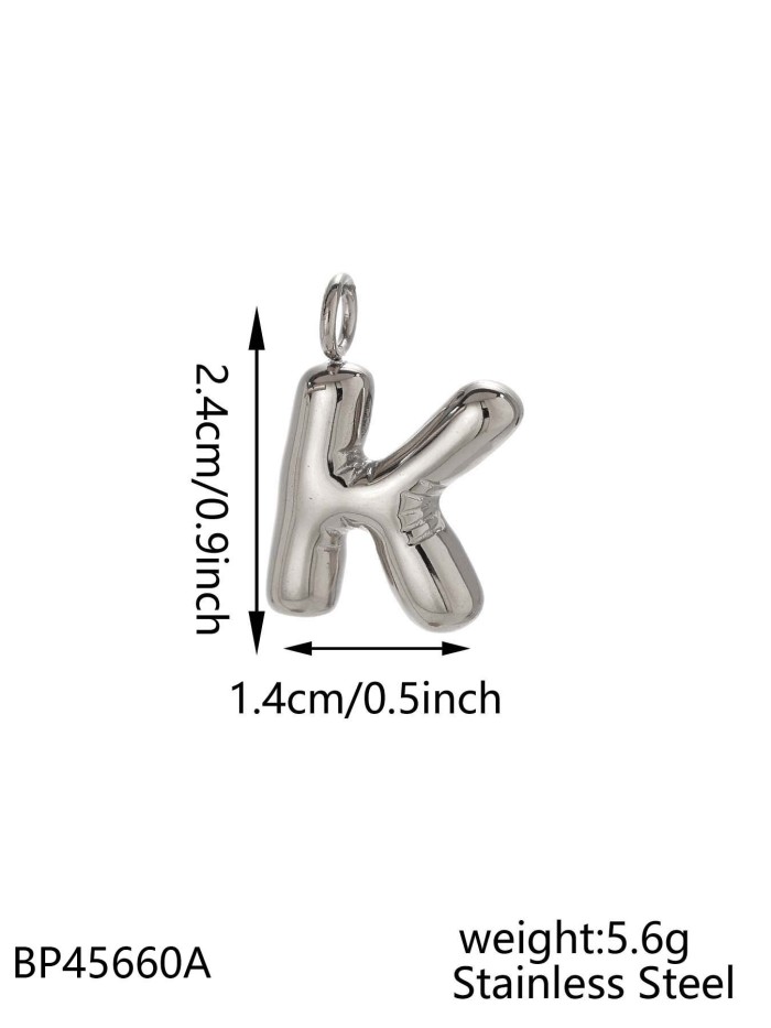 Hot-Selling Fashion Stainless Steel Chubby Bubble Steel Color 26 Letters New Playful Design Letter Accessories, Jewelry