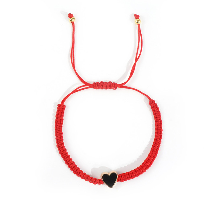 Handmade Red Rope Contrast Color Heart Bracelet Jewelry Texture Simple Adjustable Unisex Hot Selling Gift
