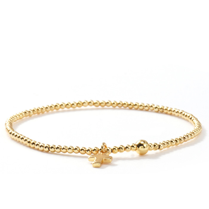 Gold Cross Beaded Bracelet for Women, Niche Design Sense, Fashionable and Unique Bracelet Set with High-End Feel