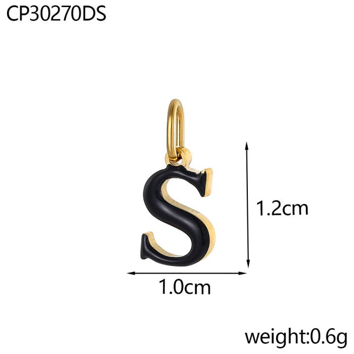 Hot-Selling Colorful 26 English Letter Pendant Oil Drop Stainless Steel Vacuum Electroplating Accessories DIY Accessories