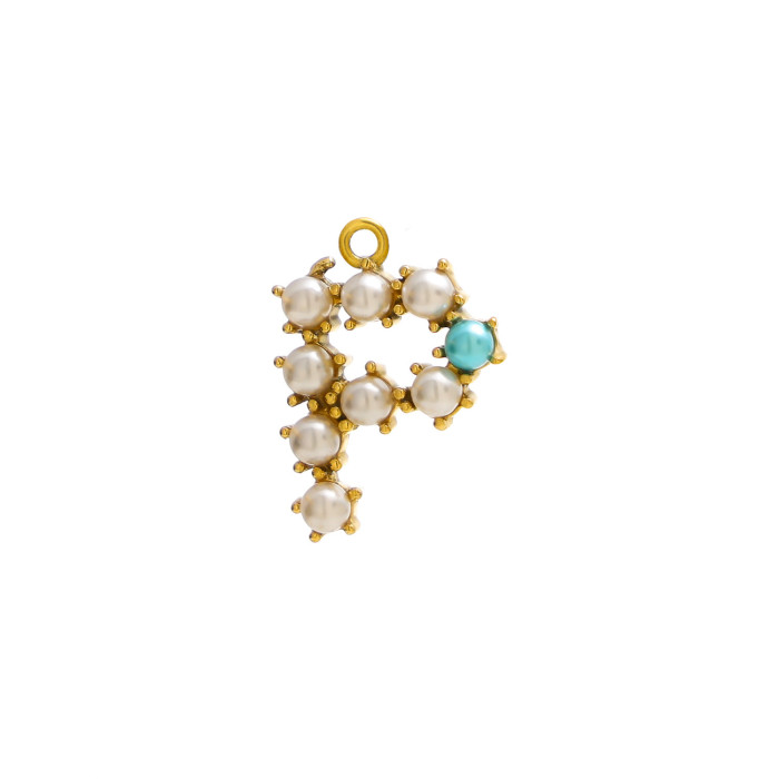 Cross-Border New Style Shell Pearl 26 English Alphabet Pendant Accessories Necklace Earrings Titanium Steel Vacuum Electroplating Non-Fading
