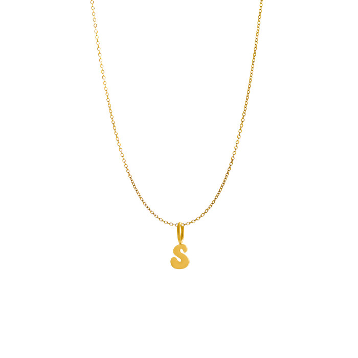 Style Stainless Steel Fashion Small Exquisite 26 English Small Letter Necklace Simple Versatile Accessories Wholesale