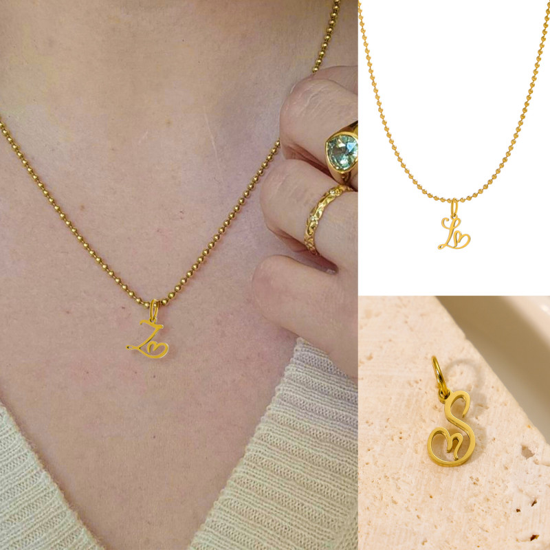 European and American Cross-Border Hot-Selling 26 Letters Hot-Selling Art Versatile Titanium Steel DIY Necklace Pendant Accessories Jewelry Wholesale