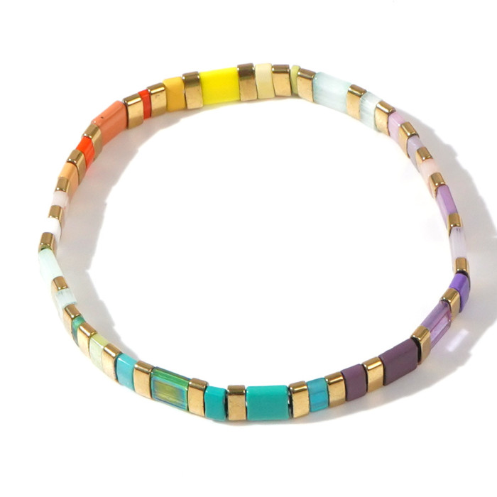 Summer Hot Push Multi-Color TILA Bead Bracelet·Golden Square Mixed Multi-Layer Stacking Fashion Trend Must-Have Item