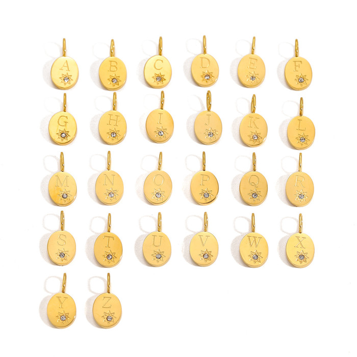 Amazon Hot-Selling Stone-Studded Heart 26 Letter Pendant Necklace Earrings Pendant DIY Accessories Wholesale