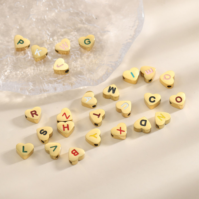 Hot Selling Small Exquisite Simple 14K Oil Drop Heart English Letter Titanium Steel Pendant Accessories Daily Matchin...