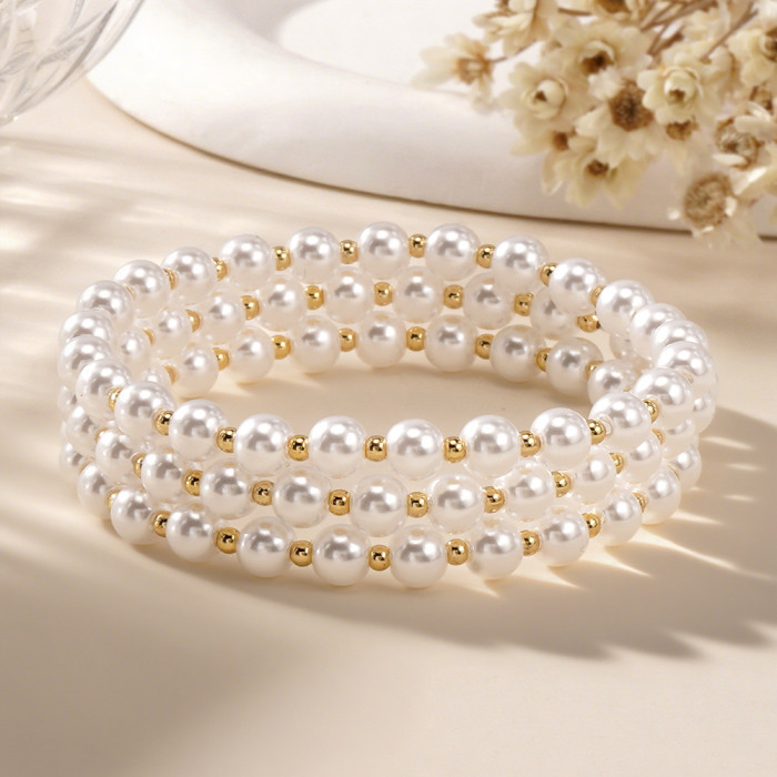 Factory Direct Simple Elegant Imitation Pearl Bracelet Niche Design Ins Style High-end Bracelet for Women Layered Wear