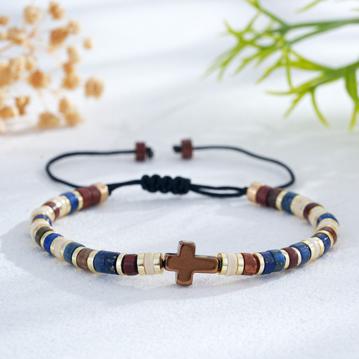 1688 Hot Sale Multicolor Beaded Cross Bracelet Trendy Jewelry Wholesale Best-Selling Item Preferred for Stocking