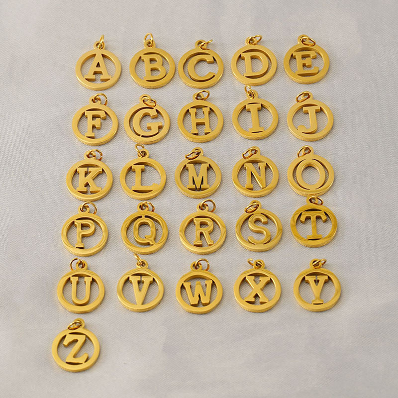 Cross-Border Gold Glossy Hollow Letter Cute DIY 26 English Alphabet Pendant Necklace Accessories