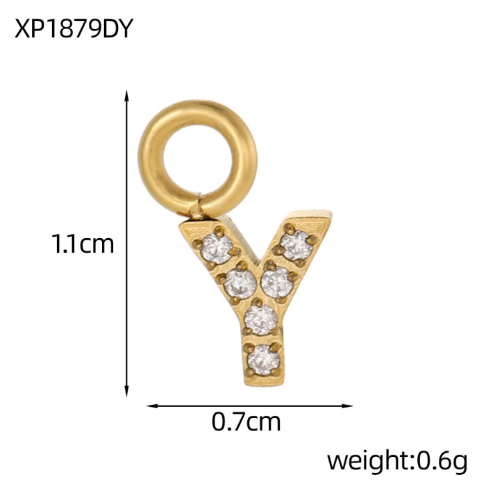 Micro Pave Full Diamond 26 Letters Double Circle Pendant Necklace Earrings Pendant Charms DIY Inlaid Diamond Zircon Stainless Steel Letters