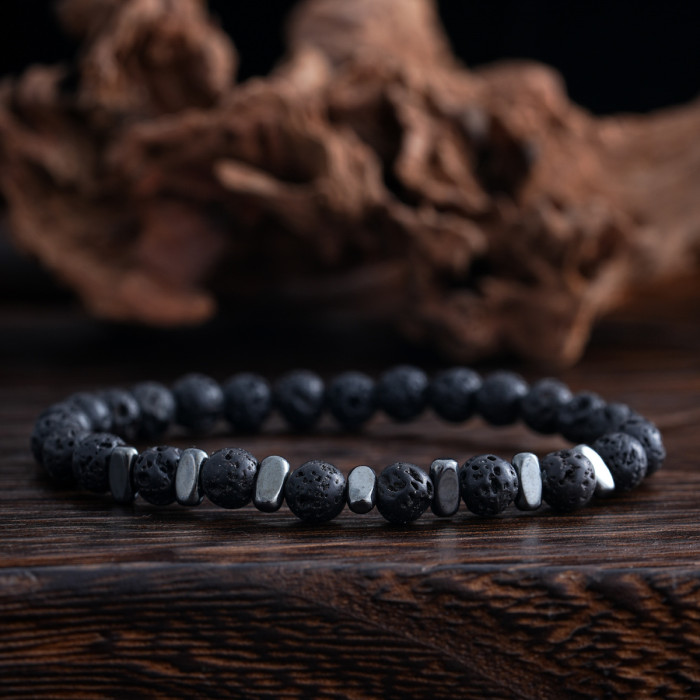 Factory Direct Sale Jewelry Wholesale Export Source Sports Couple Volcanic Rock Simple Geometric Bracelet String
