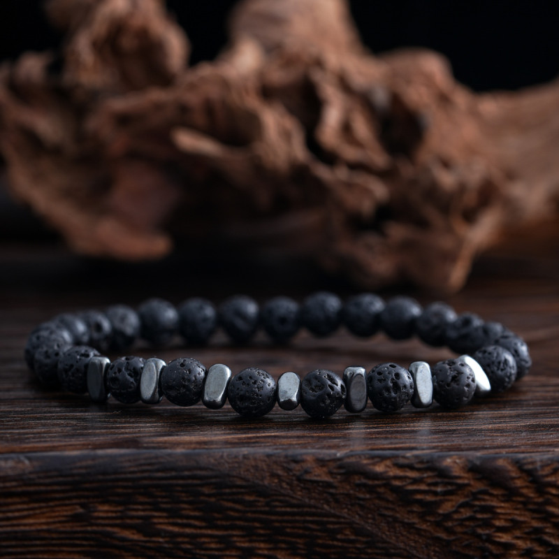 Factory Direct Sale Jewelry Wholesale Export Source Sports Couple Volcanic Rock Simple Geometric Bracelet String