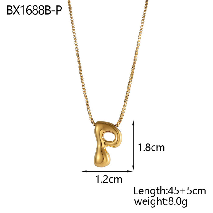 Amazon Hot-Selling Fashion Simple Niche Glossy Balloon Bubble 26 English Letters Elegant Versatile Necklace