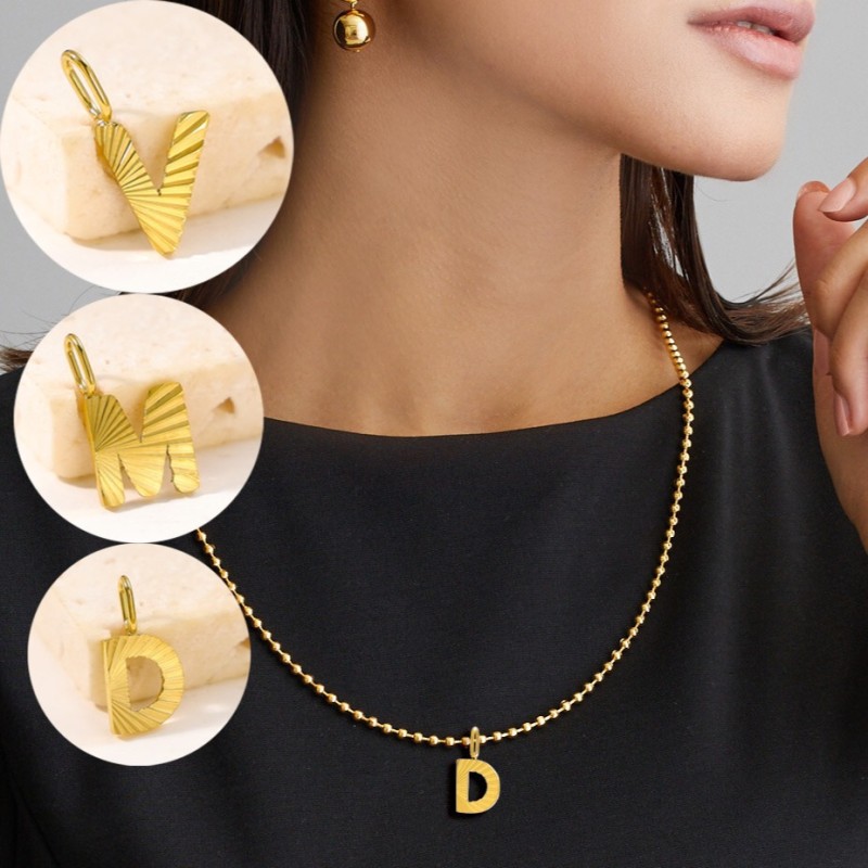 Cross-Border Hot-Selling New 26 English Alphabet Charms Pendants Personalized Stainless Steel Alphabet Charms Accessories Wholesale