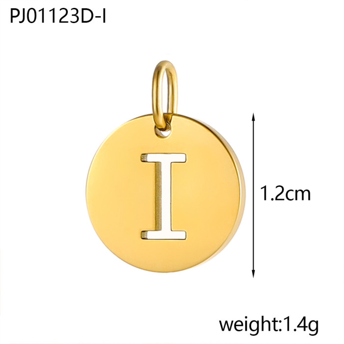 Baita Trendy Stainless Steel Round Plate 26 Letters Hollow Letters DIY Pendant Accessories Wholesale, Necklaces