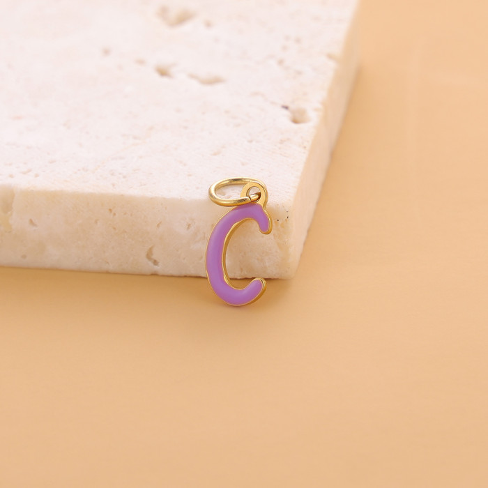 Hot-Selling Colorful 26 English Letter Pendant Oil-Drip Titanium Steel Vacuum Electroplating Accessories DIY Accessor...