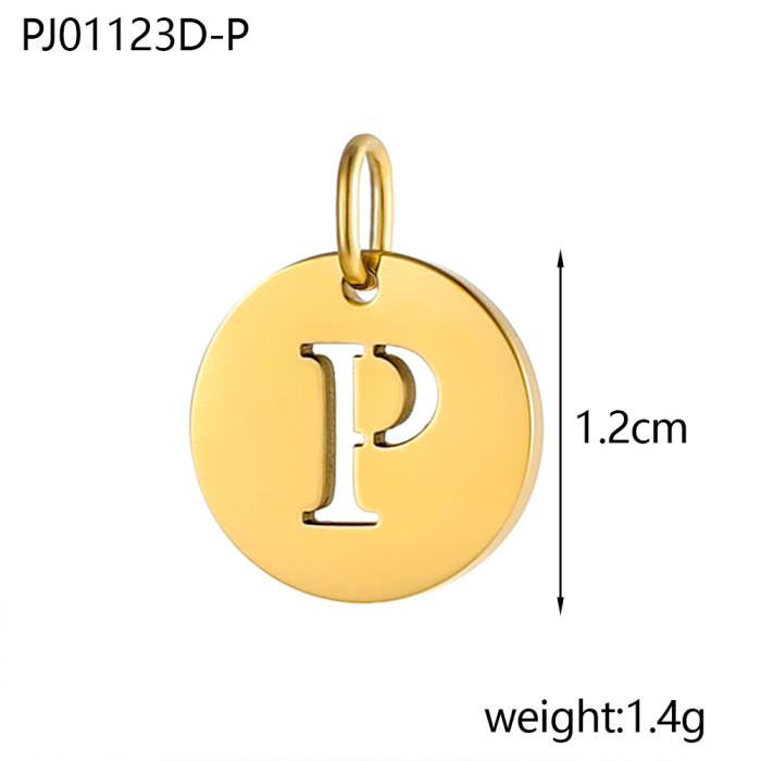Baita Trendy Stainless Steel Round Plate 26 Letters Hollow Letters DIY Pendant Accessories Wholesale, Necklaces