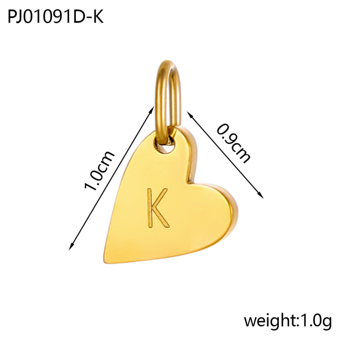 Amazon Hot-Selling Simple Smooth 14K Gold Heart 26 Letter Pendant Necklace Earrings Charms DIY Accessories