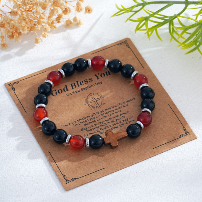 1688 Hot Sale Multicolor Beaded Cross Bracelet Trendy Jewelry Wholesale Best-Selling Item Preferred for Stocking