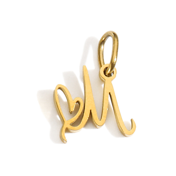 Hot-Selling Fashion Simple 26 Letters Versatile Stainless Steel DIY Necklace Pendant Accessories Jewelry Wholesale