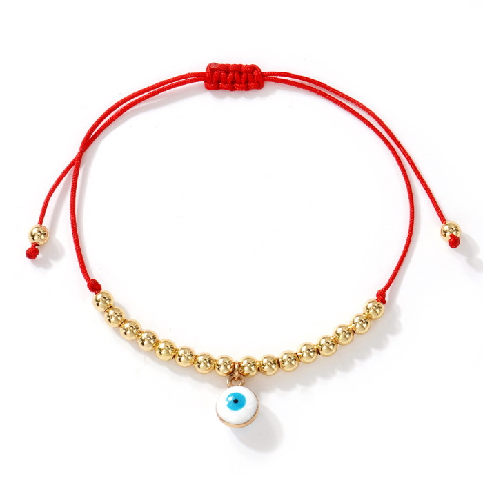 Hot-Selling Bohemian Light Luxury Copper Bead Bracelet Red Rope European Bead Evil Eye Essential for Elegant Goddess