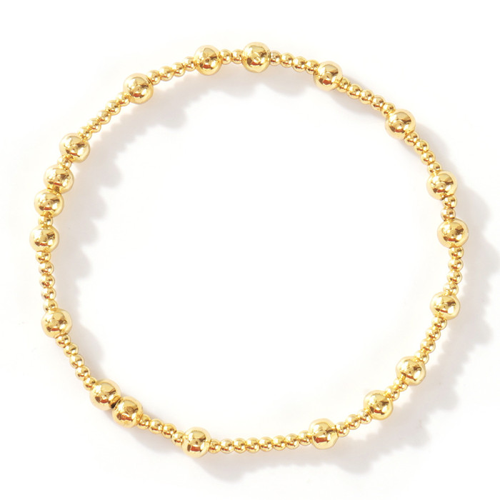 Hot-Selling INS Style Gold Beaded Bracelet for Women with Heart, Letters, and Cross Design, Stackable Metal Bead Jewe...