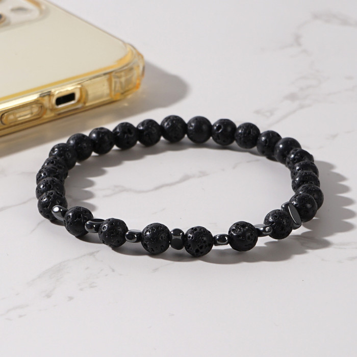Factory Direct Sale Jewelry Wholesale Export Source Sports Couple Volcanic Rock Simple Geometric Bracelet String
