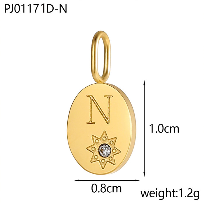 Amazon Hot-Selling Stone-Studded Heart 26 Letter Pendant Necklace Earrings Pendant DIY Accessories Wholesale