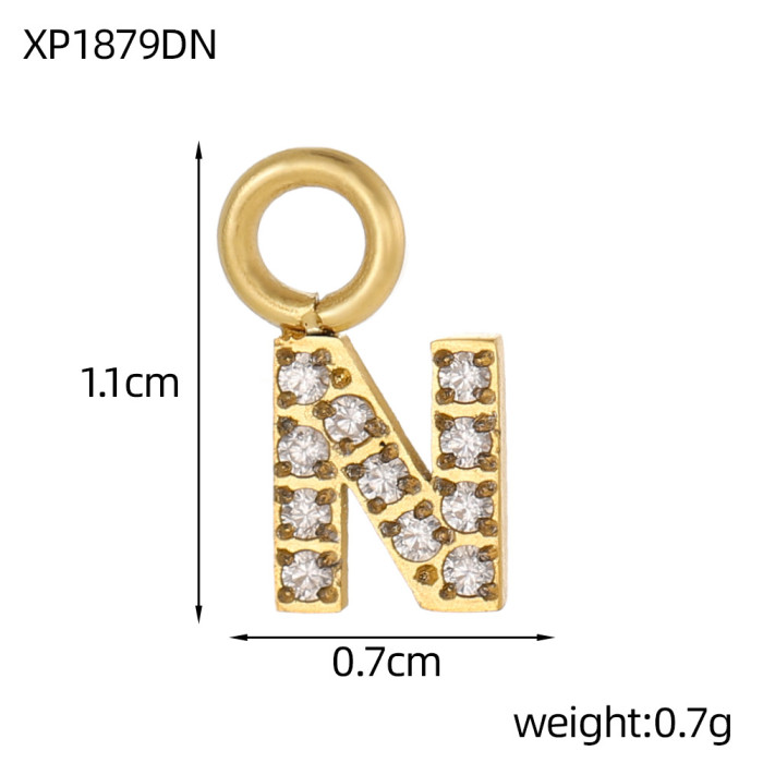 Micro Pave Full Diamond 26 Letters Double Circle Pendant Necklace Earrings Pendant Charms DIY Inlaid Diamond Zircon Stainless Steel Letters