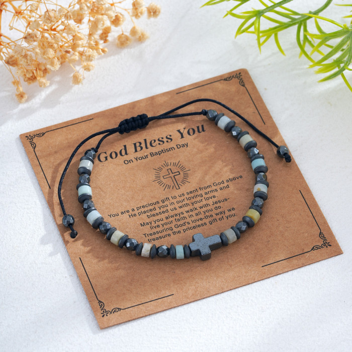 1688 Hot Sale Multicolor Beaded Cross Bracelet Trendy Jewelry Wholesale Best-Selling Item Preferred for Stocking