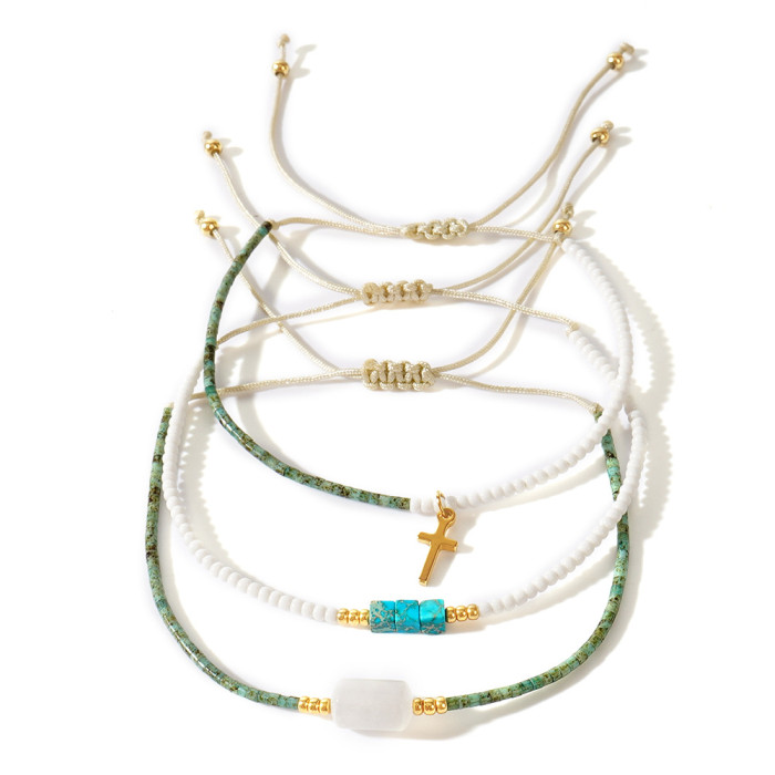 2025 New Cross Natural Stone Bracelet Daily Commute Wear Gift Hand Jewelry Stall Hot Item Bracelet