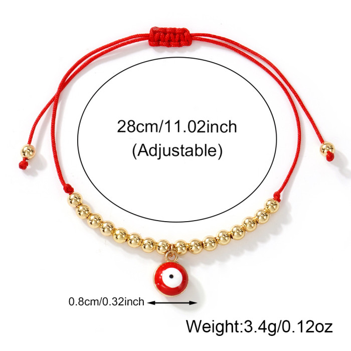 Hot-Selling Bohemian Light Luxury Copper Bead Bracelet Red Rope European Bead Evil Eye Essential for Elegant Goddess