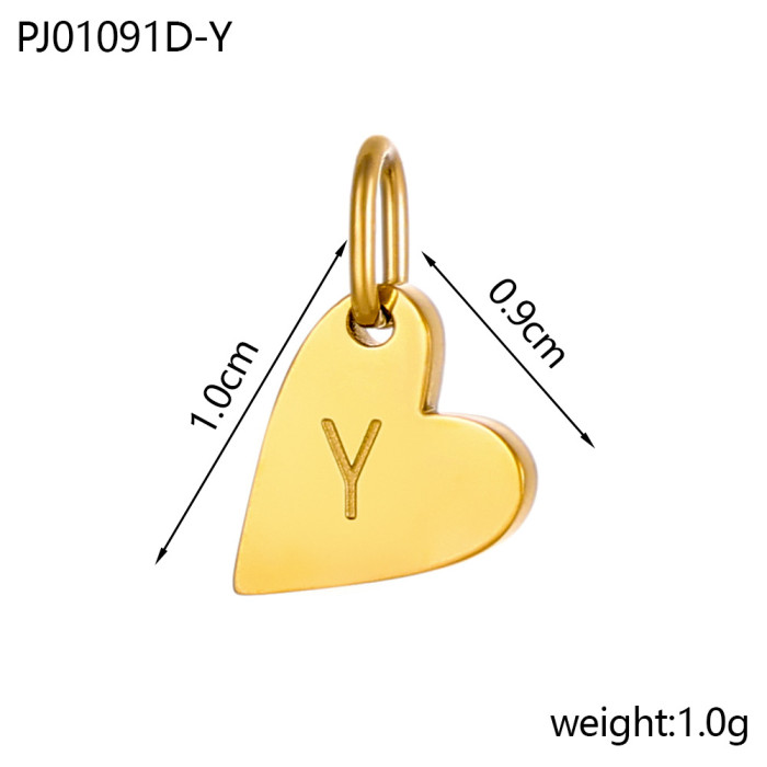 Amazon Hot-Selling Simple Smooth 14K Gold Heart 26 Letter Pendant Necklace Earrings Charms DIY Accessories