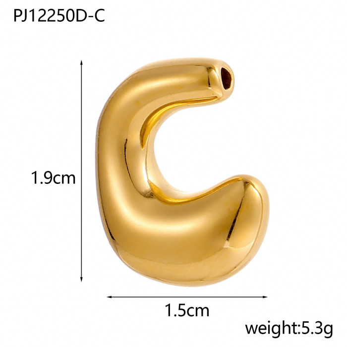 Cross-Border Golden Glossy Balloon Bubble Chubby Q Version Cute DIY 26 English Alphabet Pendant Necklace Accessories