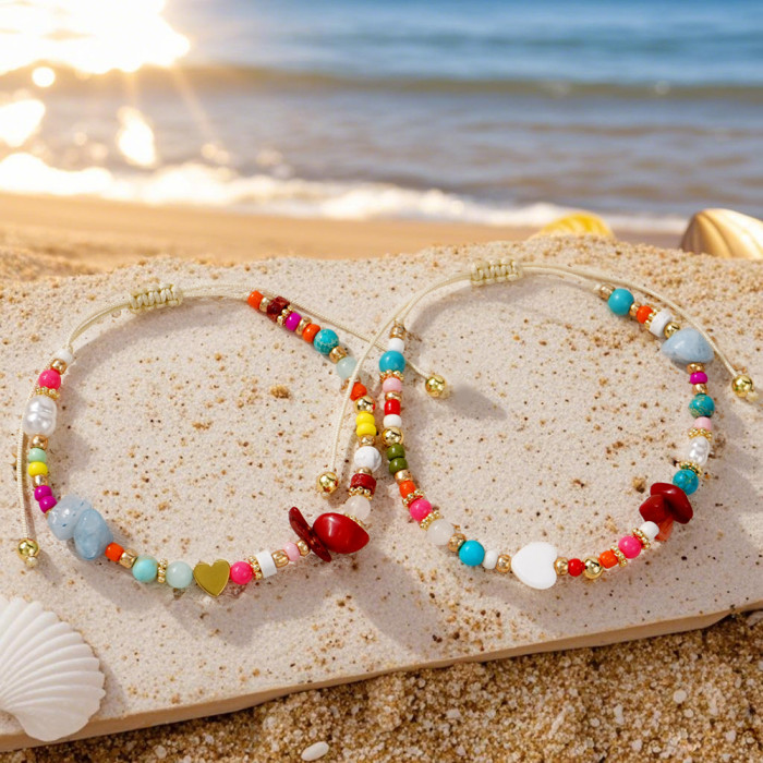 Summer Style Shell Heart Imitation Pearl Bracelet Beach Vacation Fresh Women's Jewelry Personalized Creative Bracelet