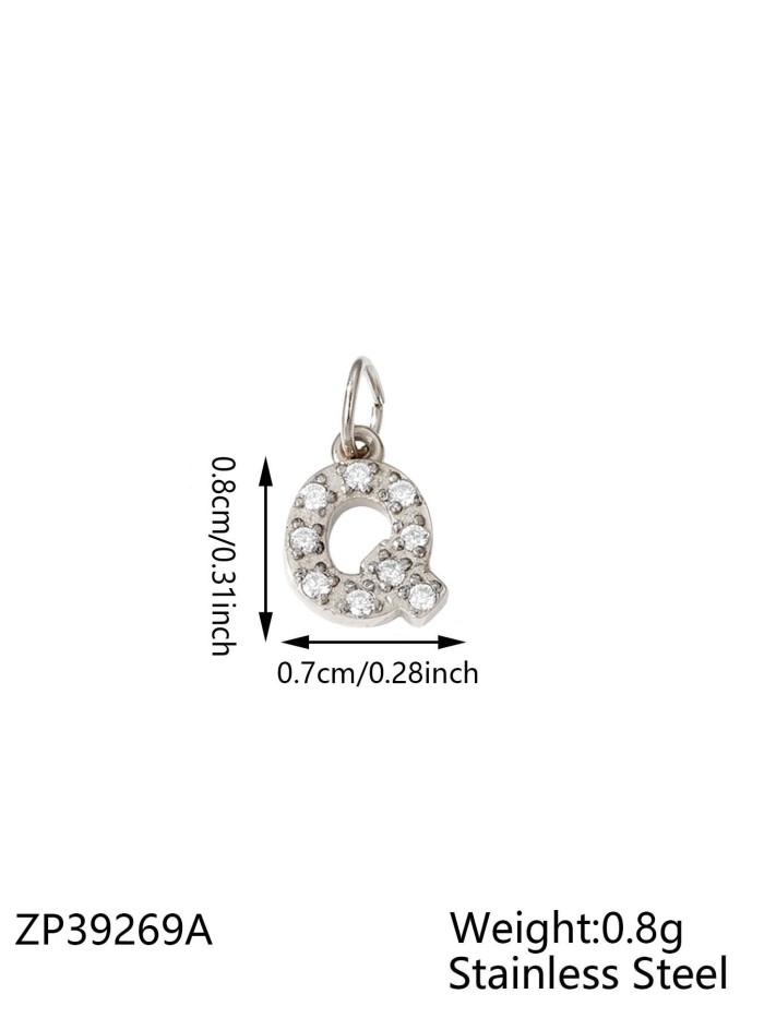 Micro Paved Full Diamond 26 Alphabet Double Circle Pendant Necklace Earrings Pendant Pendant Titanium Steel CNC Inlaid Diamond Zircon Alphabet