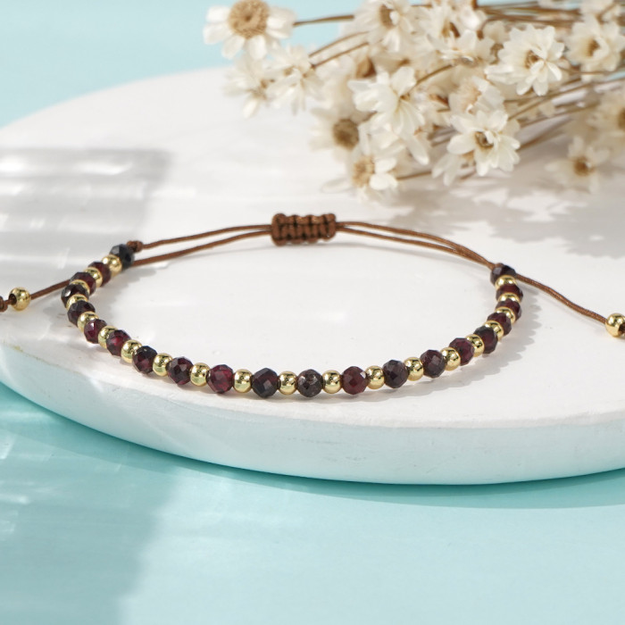 Natural Stone Beaded Bracelet Gold Beads Mixed Fashion Niche Hot-Selling Bracelet for Men and Women Couple Gift Bracelet