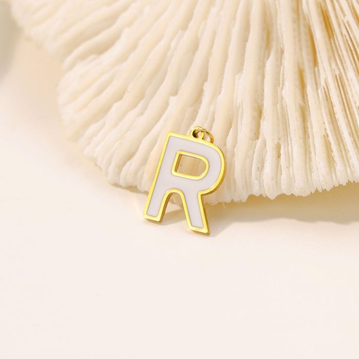 European and American Hot-Selling New DIY Accessories Oil-Drip Colorful English A-Z Letter Plate Titanium Steel Pendant