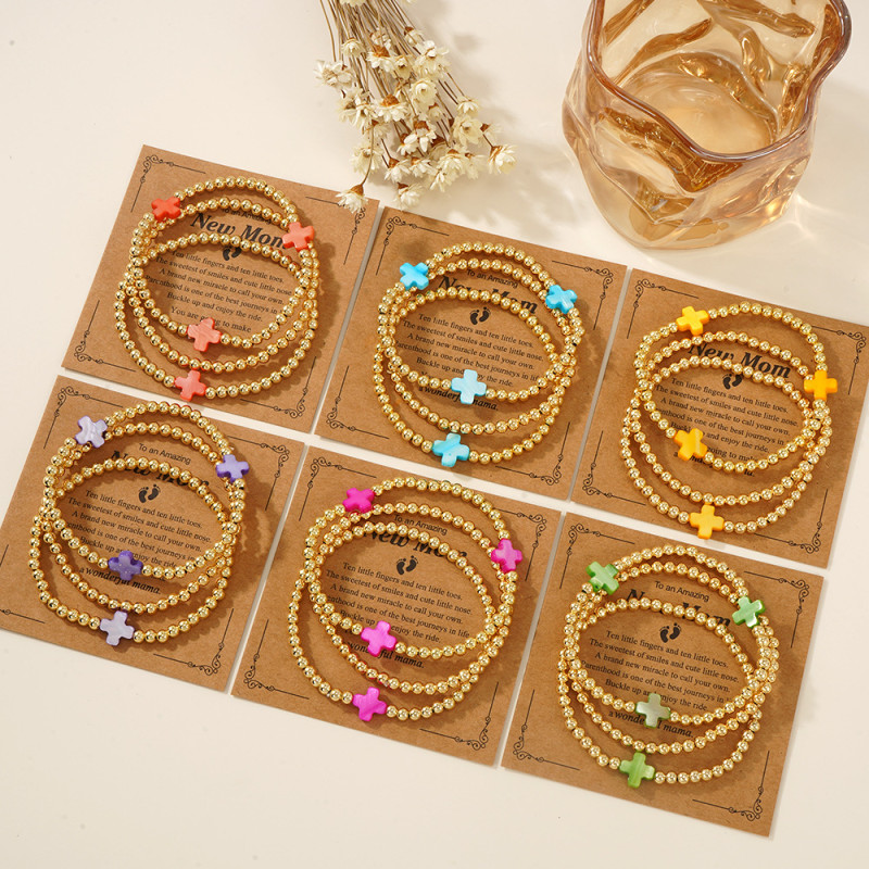 Cross-border New Cross Stacked Beaded Bracelet Niche Design Daily Gift Choice Wholesale from Source