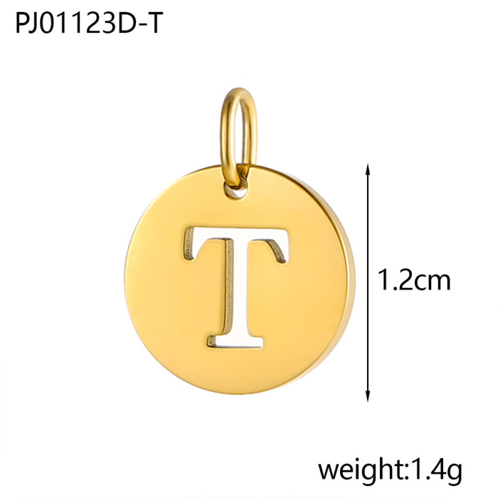 Baita Trendy Stainless Steel Round Plate 26 Letters Hollow Letters DIY Pendant Accessories Wholesale, Necklaces