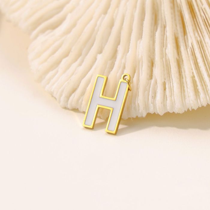 European and American Hot-Selling New DIY Accessories Oil-Drip Colorful English A-Z Letter Plate Titanium Steel Pendant