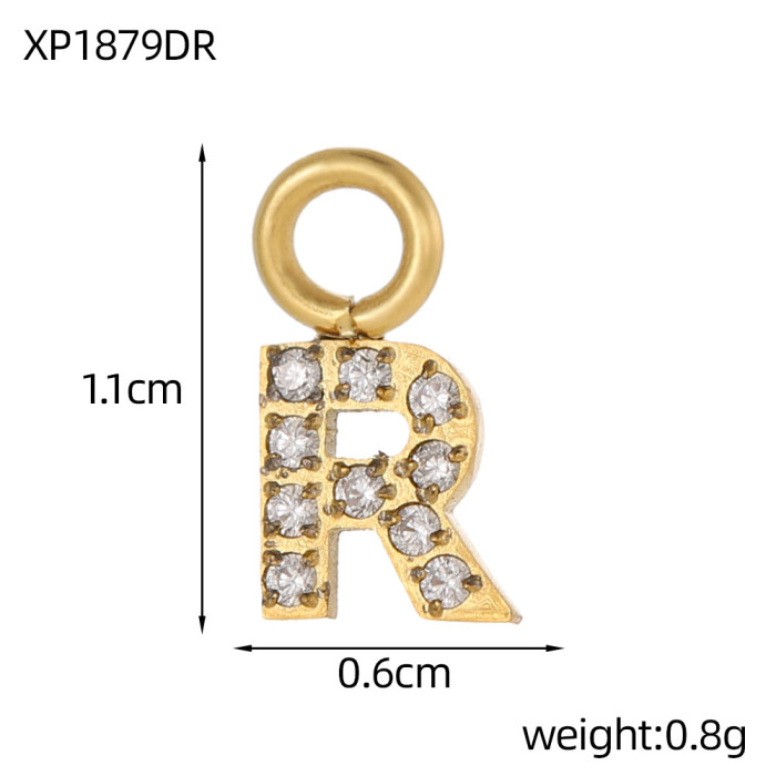 Micro Pave Full Diamond 26 Letters Double Circle Pendant Necklace Earrings Pendant Charms DIY Inlaid Diamond Zircon Stainless Steel Letters