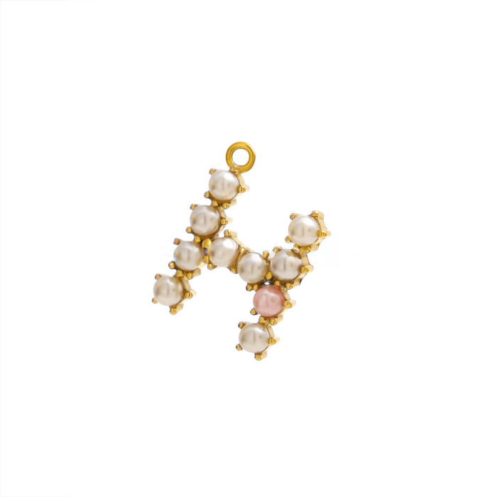 Cross-Border New Style Shell Pearl 26 English Alphabet Pendant Accessories Necklace Earrings Titanium Steel Vacuum Electroplating Non-Fading