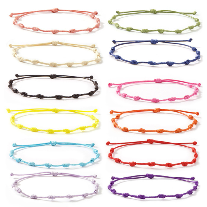 New Rainbow Color Ethnic Style Handmade Knot Rope Friendship Bracelet Adjustable Lucky Hand Rope Couple Small Ornaments