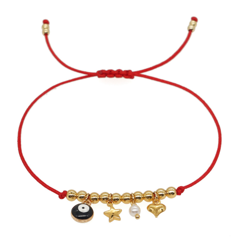 New Hot Recommendation Red Rope Women's Evil Eye Bracelet Gold Beads Bell Heart Star Exquisite Trendy Jewelry