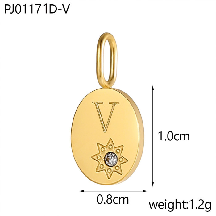 Amazon Hot-Selling Stone-Studded Heart 26 Letter Pendant Necklace Earrings Pendant DIY Accessories Wholesale