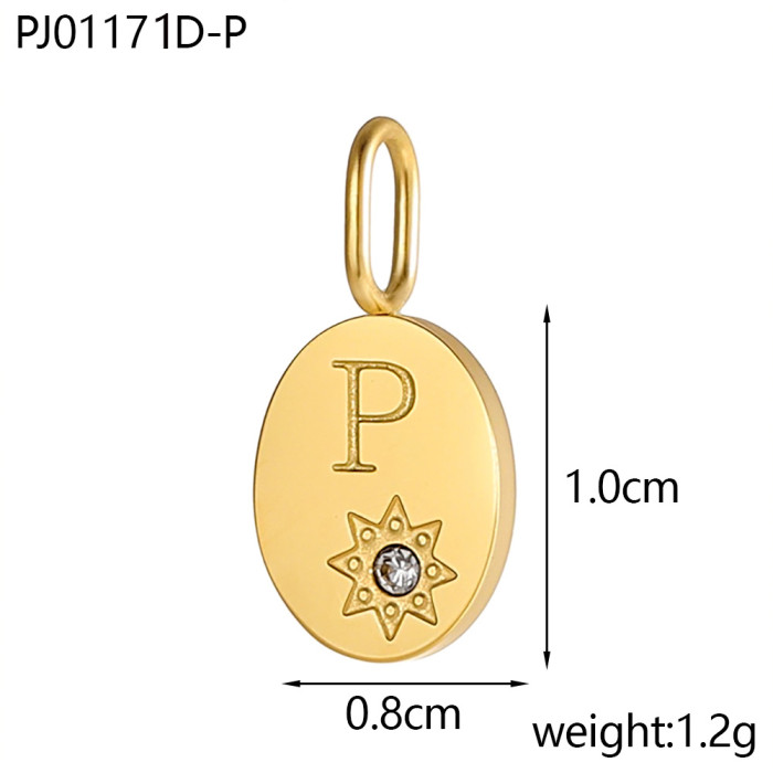 Amazon Hot-Selling Stone-Studded Heart 26 Letter Pendant Necklace Earrings Pendant DIY Accessories Wholesale