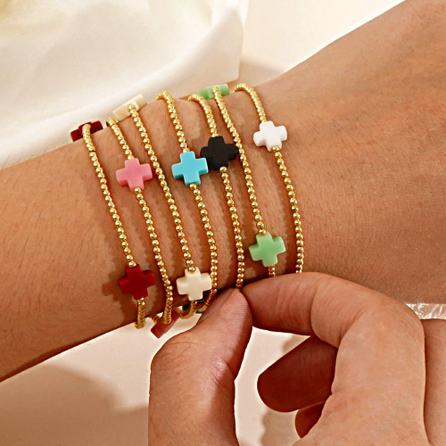 Ins Style Red Cross Bracelet for Women, Gold Thin Chain, Unique Fashion Jewelry, Fashion Blogger's Same Style, Cross-Border Wholesale