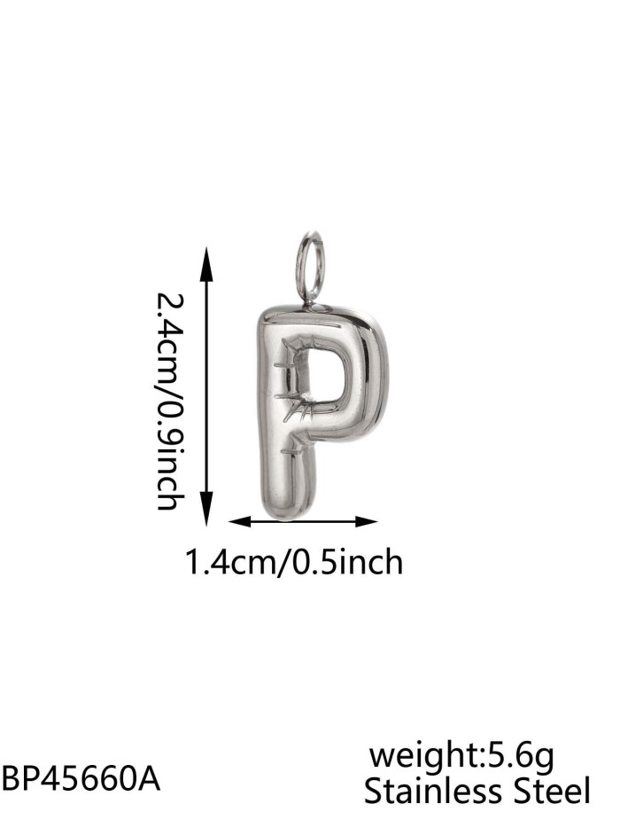 Hot-Selling Fashion Stainless Steel Chubby Bubble Steel Color 26 Letters New Playful Design Letter Accessories, Jewelry