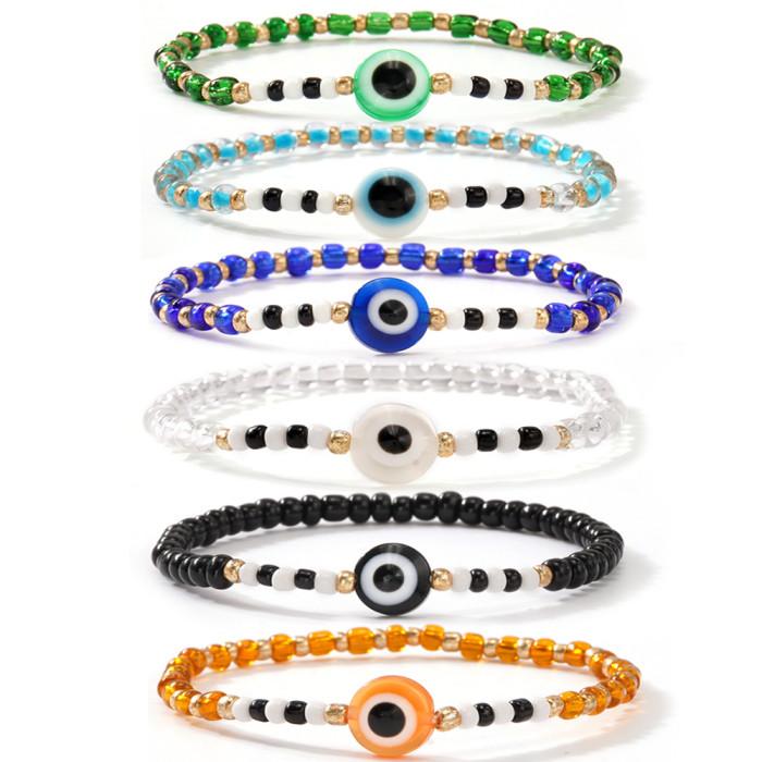 European and American Fashion Popular Devil's Eye Colorful Beaded Bracelet Amazon Hot-Selling Jewelry Personalized Hand Accessories for Men and Women